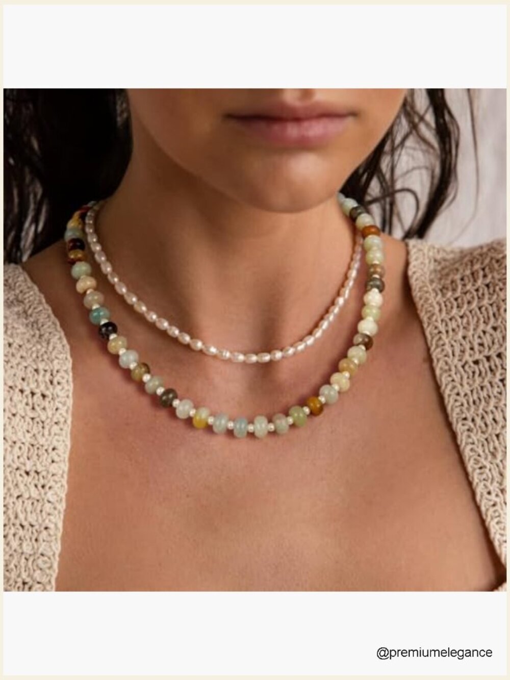 Beaded Gemstone Choker Necklace Handmade Boho Gold Plated - Picture 3 of 7